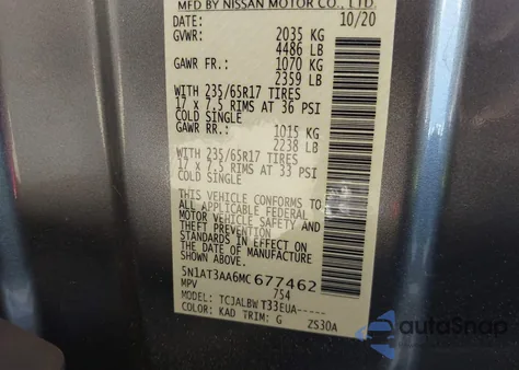 2021 Nissan Rogue S Fwd from USA, damaged, VIN 5N1AT3AA6MC677462